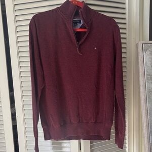 Tommy Hilfiger Men's Maroon Zip-Up Sweater
